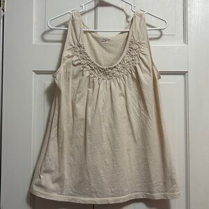 Ann Taylor LOFT Cream Sleeveless Shell Tank Top sz L -flaw